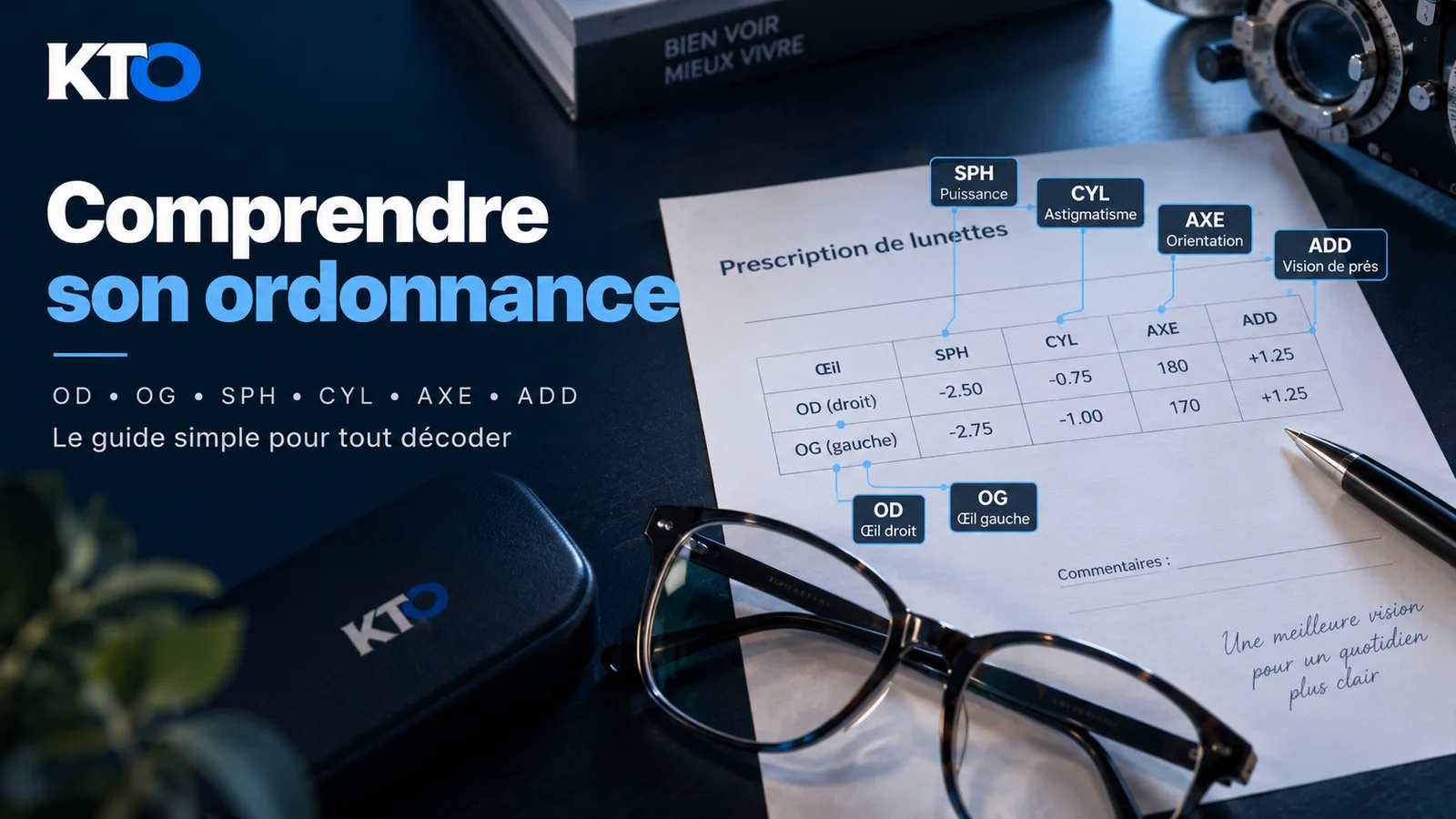 Lire son ordonnance d'ophtalmologue — OD, OG, SPH, CYL, AXE, ADD