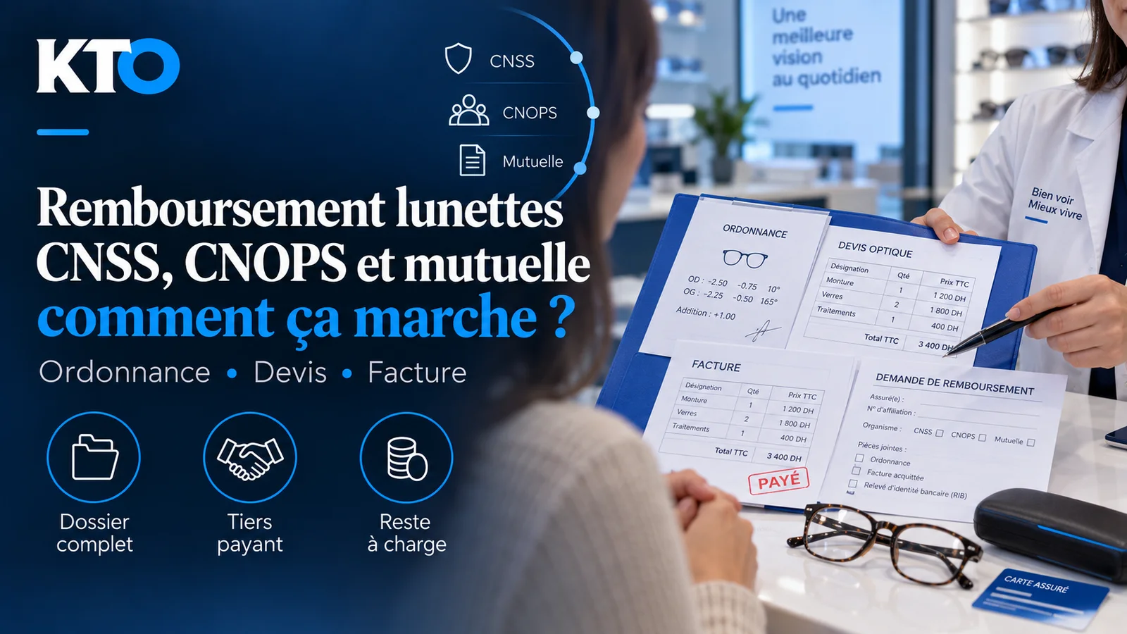 Remboursement lunettes au Maroc — CNOPS, CNSS, mutuelles